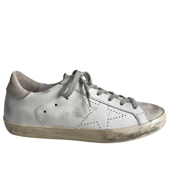 GOLDEN GOOSE superstar white leather perforated star Womens Sneakers size 38 8 - Picture 4 of 14